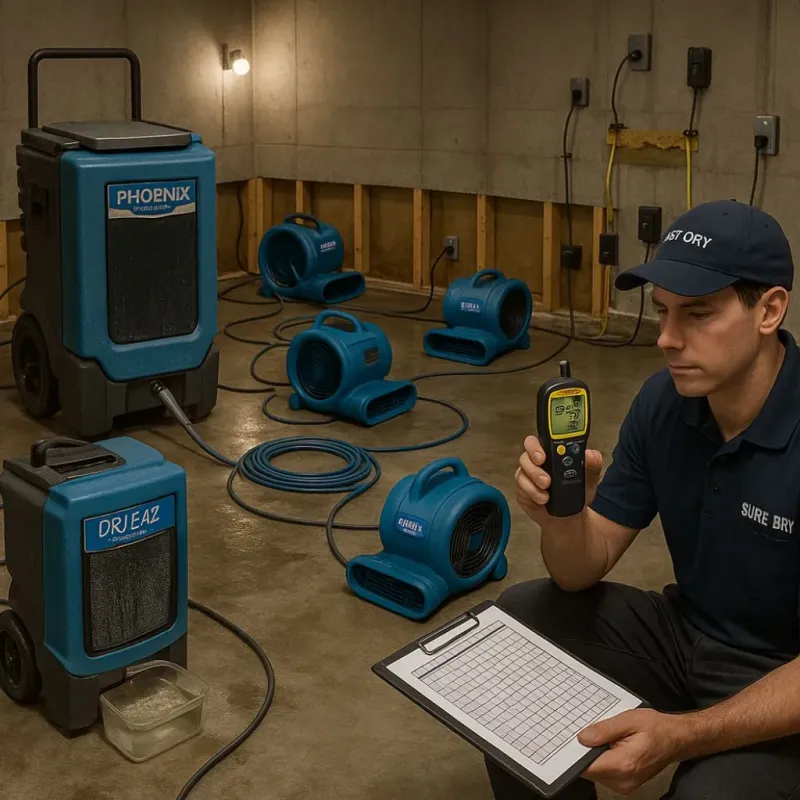 Structural Drying and Dehumidification process in Hunter, OH